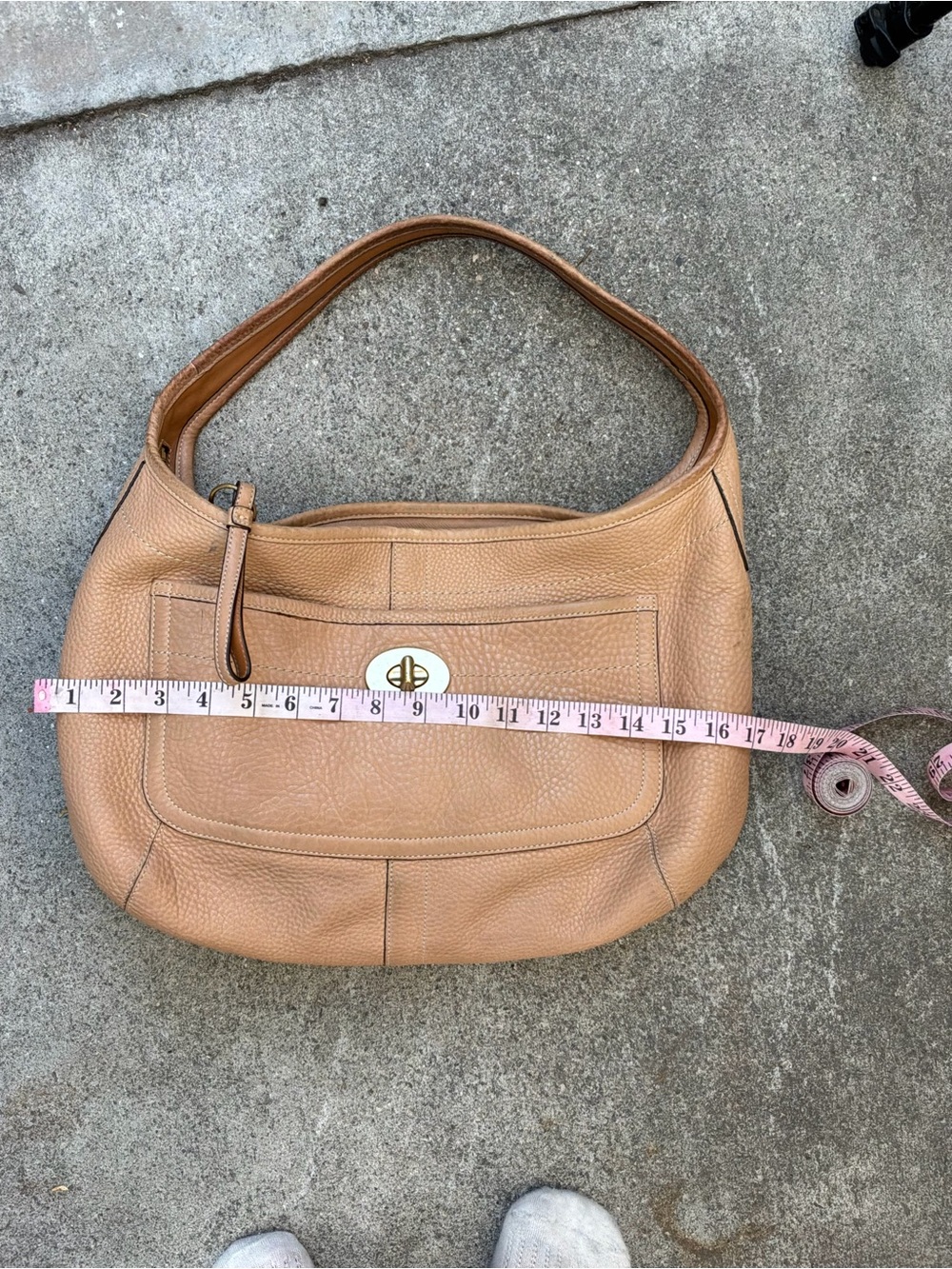 Coach Pebbled Leather Shoulder Bag in Tan Brown - Picture 5 of 9